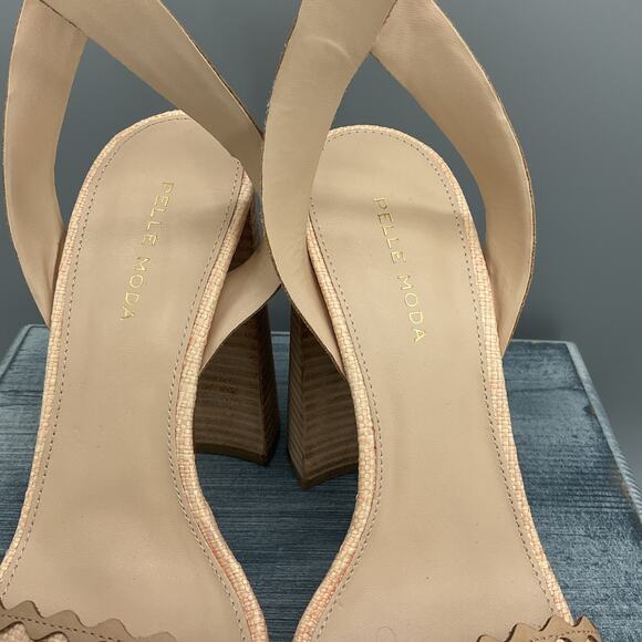 Pelle Moda Gianna Platform Natural Heeled Sandals Tan Size 9M - Picture 5 of 10